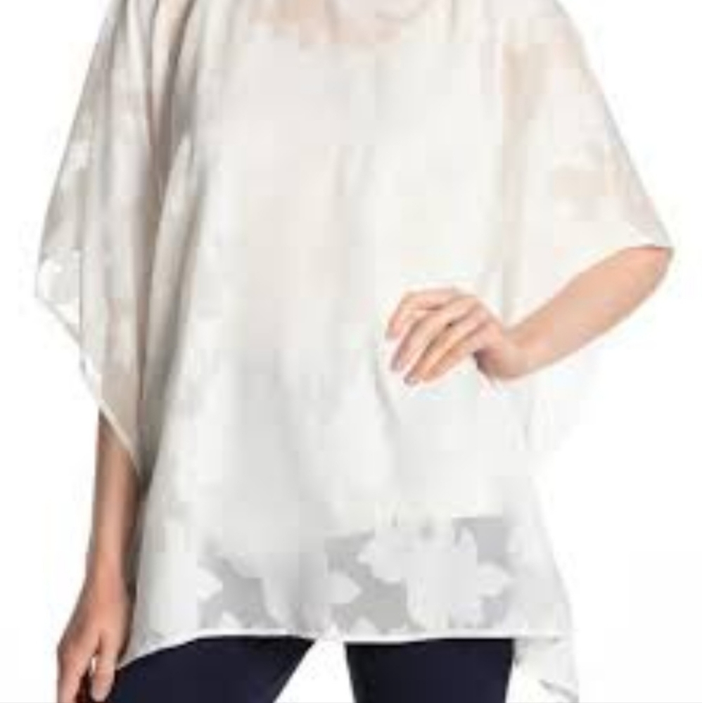 DKNY – Floral Textured Design Poncho IVORY never worn . New no tags